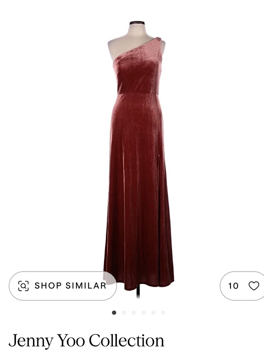 Jenny Yoo One-Shoulder Velvet Gown in terracotta
